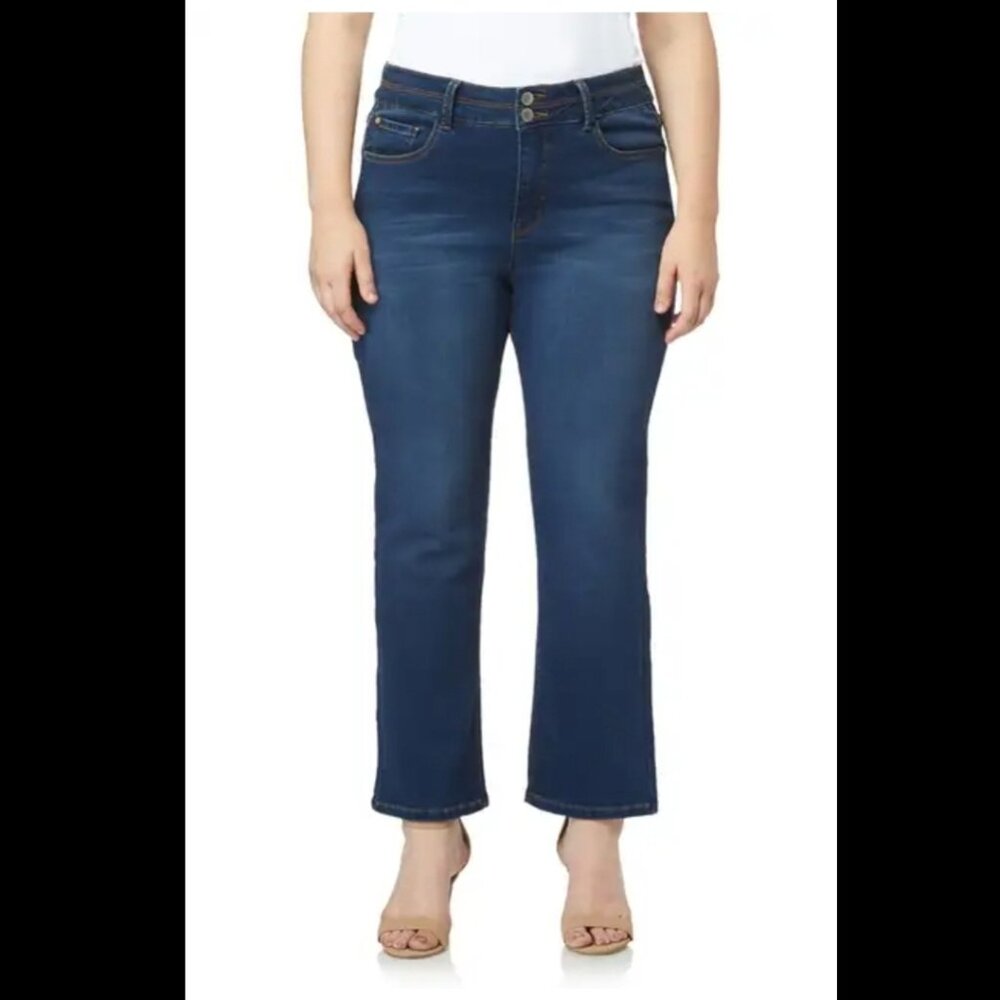 Curve Appeal Midrise Bootcut Jeans Sierra Wash 20W Petite